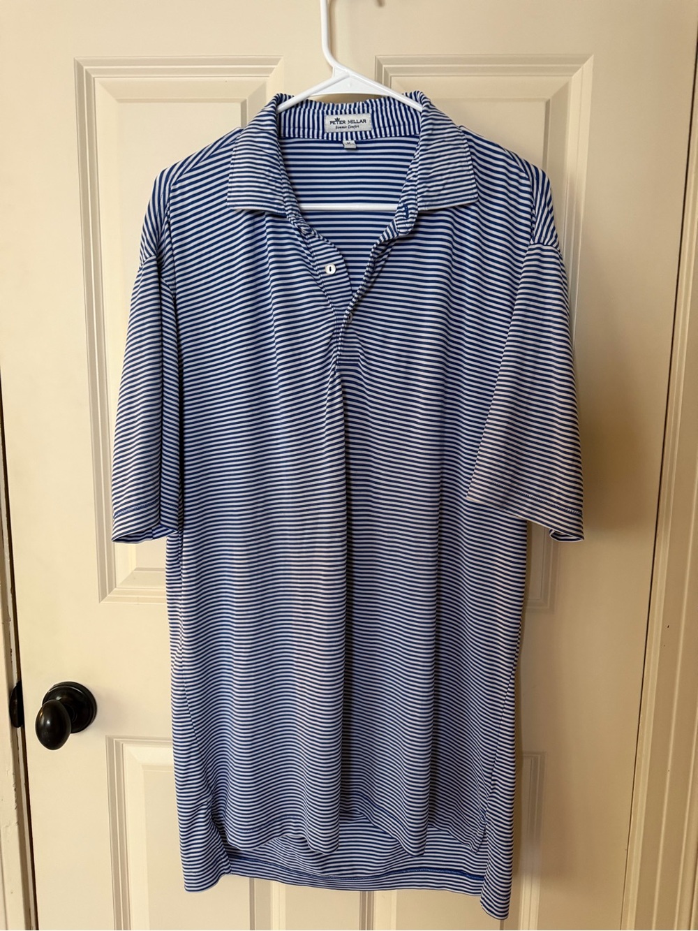 Peter Millar Blue and White Striped Polo